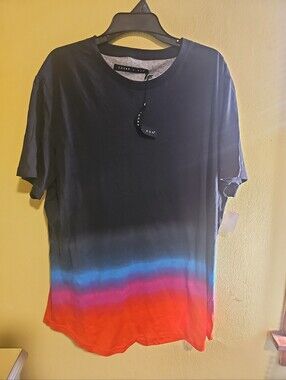 NWT Edgar + Ash Men's Size XL Gradient Ombre T-Shirt Printed Tee Colorful